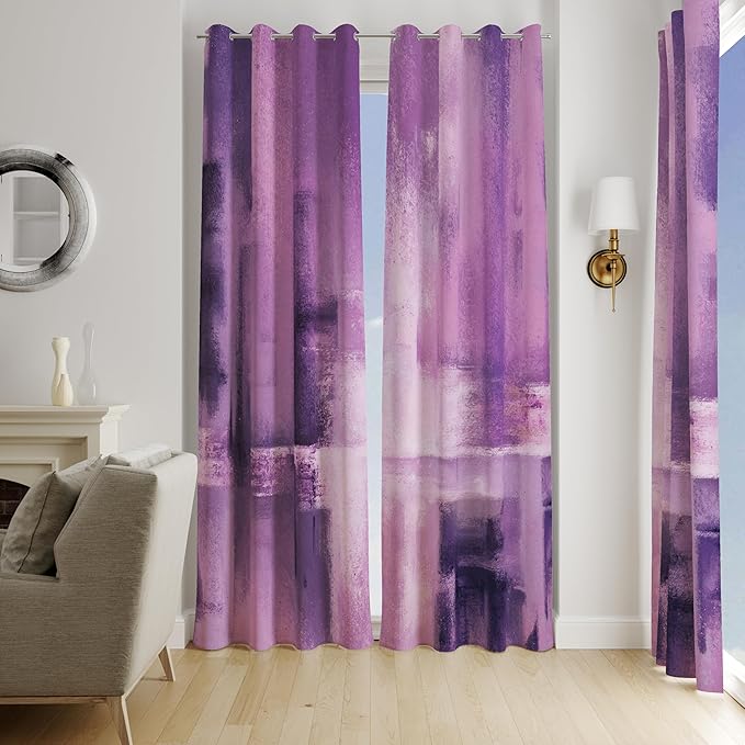Asuexpect Purple Curtains 2 Panels Abstract Rust Curtain Room Darkening Grommet Window Treatments Modern Decorative for Bedroom Living Room, 52x96 Inches