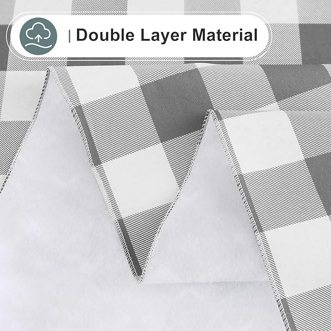 misaya Rectangle Waterproof Vinyl Table Cloth, Buffalo Flannel Backed Tablecloth, Wipeable Plastic Table Cover for Dinner, Kitchen, Outdoor (52" x 70", Grey and White)