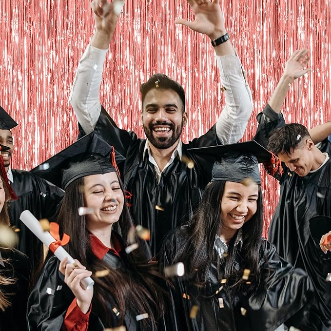 20 Pack Foil Curtain Backdrop Rose Gold Metallic Tinsel Foil Fringe Curtains Photo Booth Props for Birthday Wedding Engagement Baby Shower Bachelorette Christmas Holiday Celebration Party Decorations