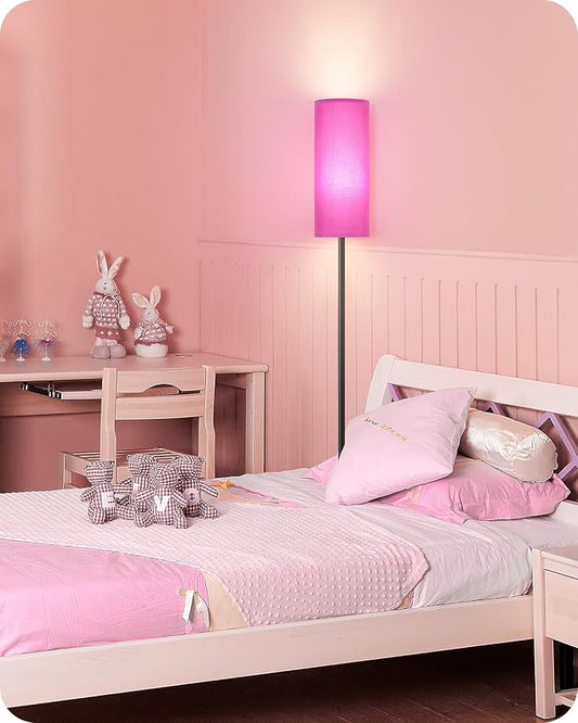 Dimmable Purple Floor Lamp for Living Room with Remote and Foot Switch, Corner Floor Lamp for Bedroom, 64.4" Standing Tall Lamp, 10W 900LM Bulb Included, 3000K-6500K, Linen Shade, FCC Listed Z06LD05W1