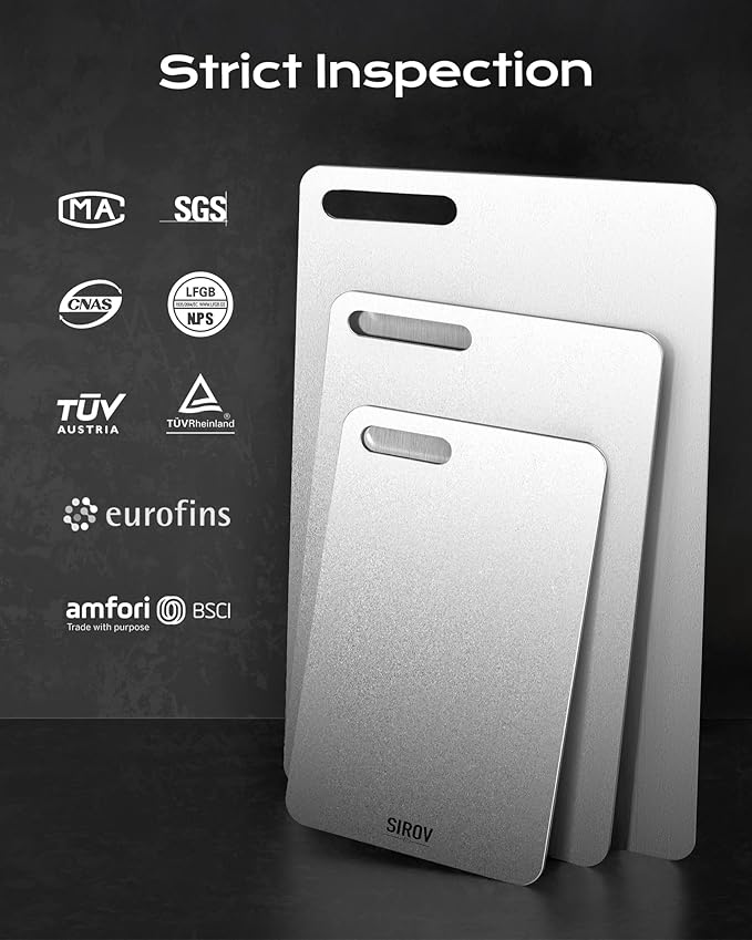 Titanium Cutting Board,Premium Titanium Cutting Board Set of 3, Pure Titanium Kitchen Chopping Boards, Non-Toxic & Dishwasher Safe for Meat, Fruit, and Vegetables (3PCS)