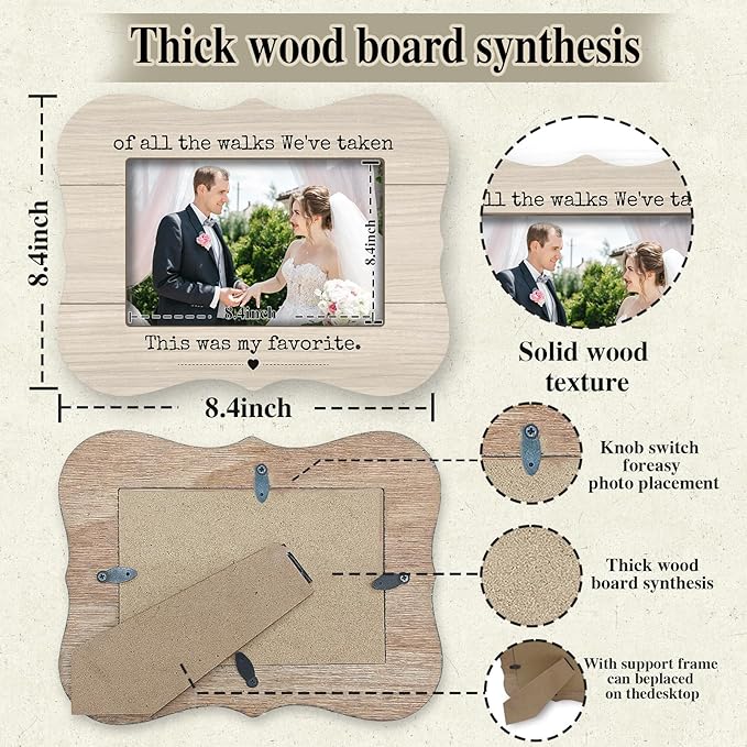 Wedding Photo Frames - This Was My Favorite - Wedding Gifts For Newlyweds, 2025 Wedding Minimalist Wood Picture Frame, Placeable 4 x 6 horizontal photo, for Home Bedroom Decoration - A11