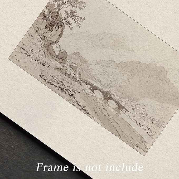 uniro Neutral Gallery Wall Art Prints, Farmhouse Landscape Sketch Wall Painting Canvas Prints, Rustic Nature Oil Painting, Antique Moody Neutral Landscape Aesthetic Wall Decor Vintage Art Pictures for Bedroom Bathroom Decor( 8" x 10"-UNFRAMED)