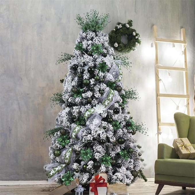 Wironlst Christmas Ball Ornaments - 30pcs Shatterproof Plastic Christmas Ornaments Hanging Ball Decorations for Xmas Tree, Holiday, Wedding, Party (Multi-Size, Dark Green)