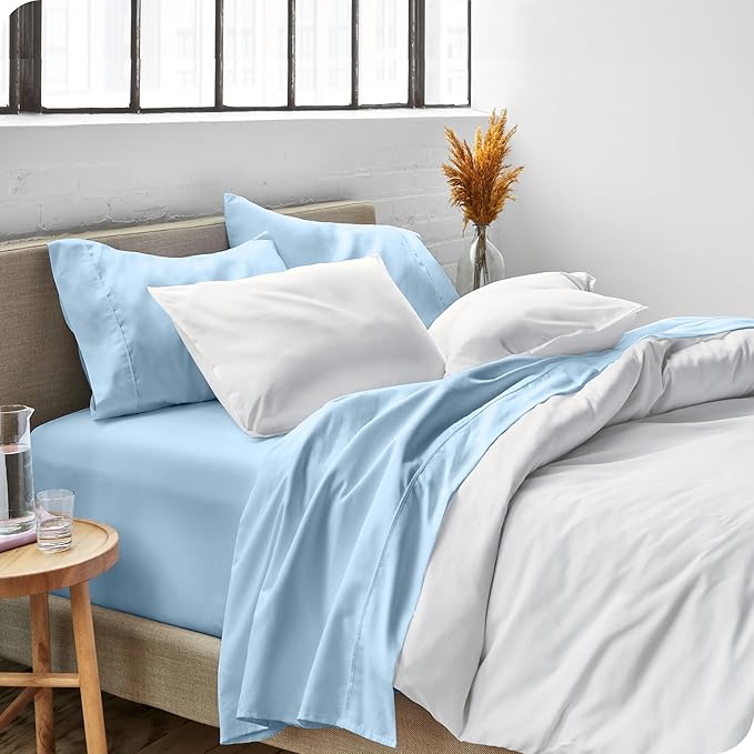 Bare Home Split King Sheet Set - 1800 Ultra-Soft Microfiber Bed Sheets - Double Brushed - Deep Pockets - Easy Fit - 5 Piece Set - Bed Sheets & Pillowcases (Split King, Light Blue)