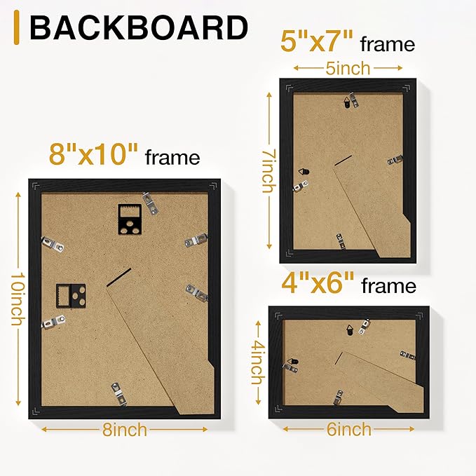 Vittanly Picture Frames Set of 20, Picture Frames Collage Wall Decor for Wall Mounting or Tabletop Display, Gallery Wall Frame Set with 4Pcs 8x10, 8Pcs 5x7 and 8Pcs 4x6, Black