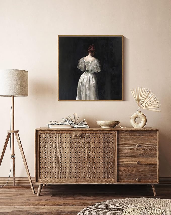 InSimSea Square Framed Canvas Wall Art, Large Decor Seventeenth Century Lady Portrait Paintings, Classical Women Wall Pictures for Bedroom Bathroom, Canvas Prints Vintage Decor 20"x20"