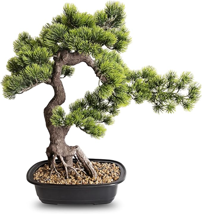 Artificial Bonsai Plant, Large Faux Juniper Plants 20 inch, Faux Potted Pine Plants Indoor Decor for Office Desk Home Table, Greenery Desktop Bonsai Tree for Room Decorations, Tall 20"