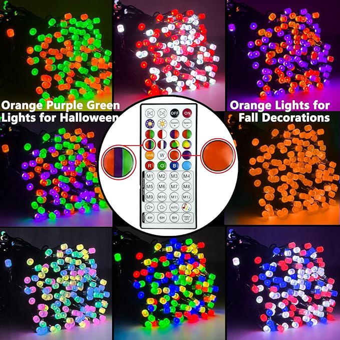 YIQU Smart Color Changing Halloween Lights, 66 FT 200 LED RGB Christmas String Lights with Remote App Control & Timer, Music Sync Multiple Modes Twinkle Light Waterproof Indoor Outdoor Decor