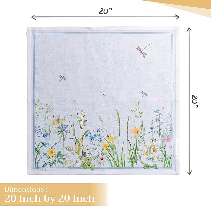 Maison d' Hermine Cloth Napkins Set of 4 100% Cotton Everyday Reusable Square Napkins Cloth Washable, Dinner, Party, Wedding, Restaurant, Spring/Summer (Fleurs De Mai, 20" x 20")