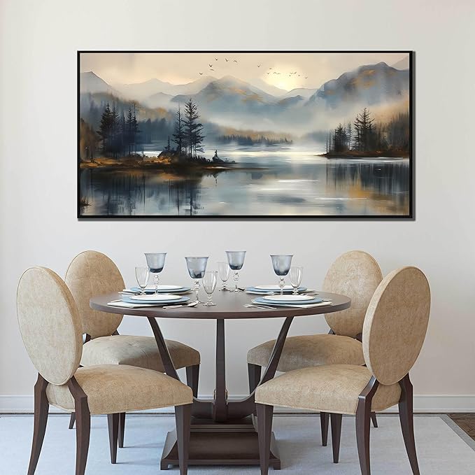 Landscape Wall Art for Living Room - Mountain Art Wall Decor for Office - Large Picture Frames for Wall Size 29" x 59"