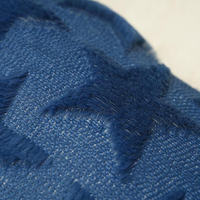 GEEORY 4TH of July Stars Soft Plush Pillow Covers, 20 x 20 Inch Set of 2, Fluffy Faux Fur Wool Decorative Farmhouse Cushion Case for Sofa Home Decoration Blue GC017-20