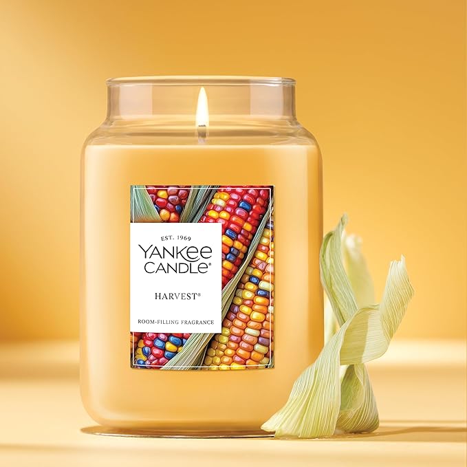 Yankee Candle Large Jar Scented Candle with up to 150 Hour Burn Time, Premium Plant Wax Blend for Consistent Burn, 22 oz Jar Candle with Room Filling Fragrance, Harvest