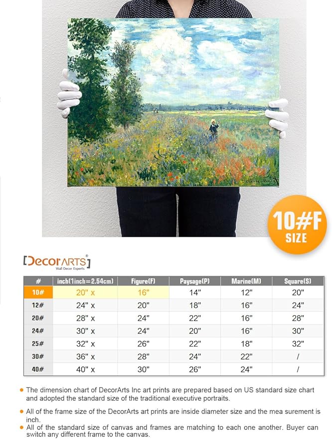 DECORARTS - Poppy Fields near Argenteuil, Claude Monet Art Reproduction. Giclee Canvas Prints Wall Art for Home Decor 20x16