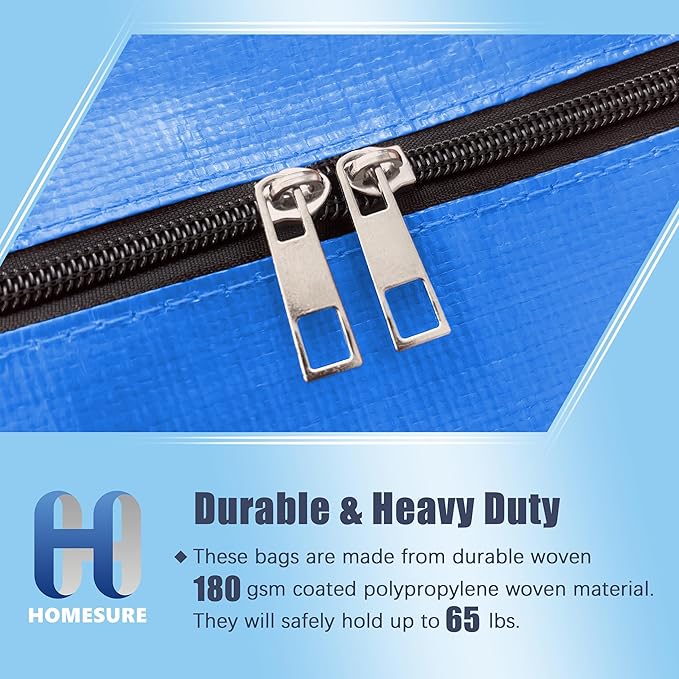 4 Pack Large Strong Moving Bags with Zippers & Carrying Handles - Water-Resistant - Heavy Duty Storage Tote for Space Saving, Fold Flat, Alternative to Moving Box (Multicolored)