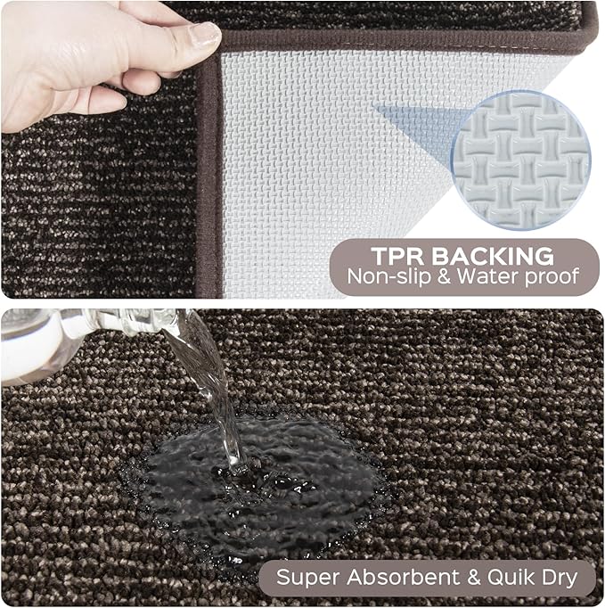 Washable Kitchen Rug 24" x 47" / 60cm x 120cm, Non Slip Kitchen Mat for Floor, Absorbent Indoor Entryway Runner Rug for Laundry, Bathroom, Bedroom,Door