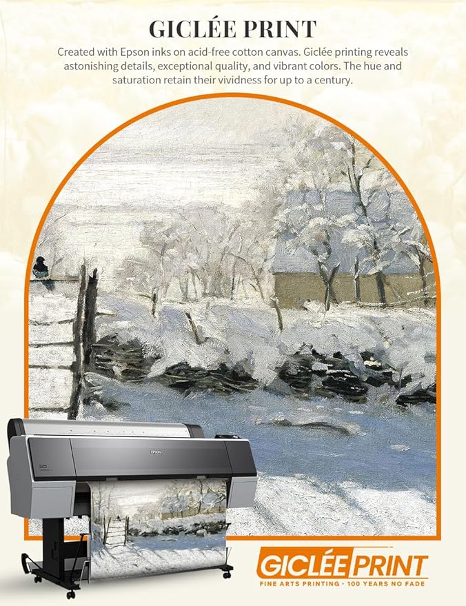 DECORARTS - Claude Monet The Magpie Giclee Print with Silver Solid Wood Frame, Impressionist Large Framed Wall Art, Ready to Hang, Framed Size 34.75x28.75, Made in USA