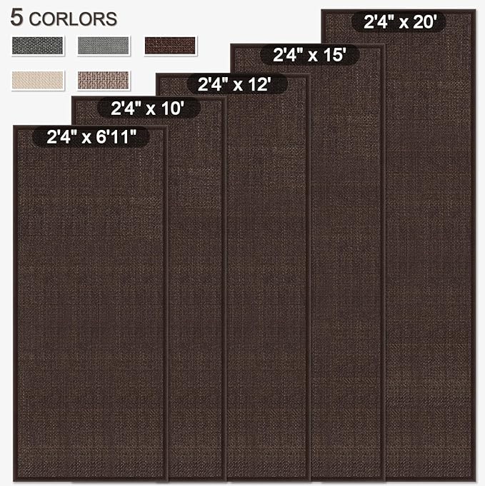 GOYLSER 12ft Jute Laundry Room Rug Non Slip, Rubber Backed Kitchen Rug Floor Runner Rug, Natural Long Carpet Runners for Hallway, Deep Brown