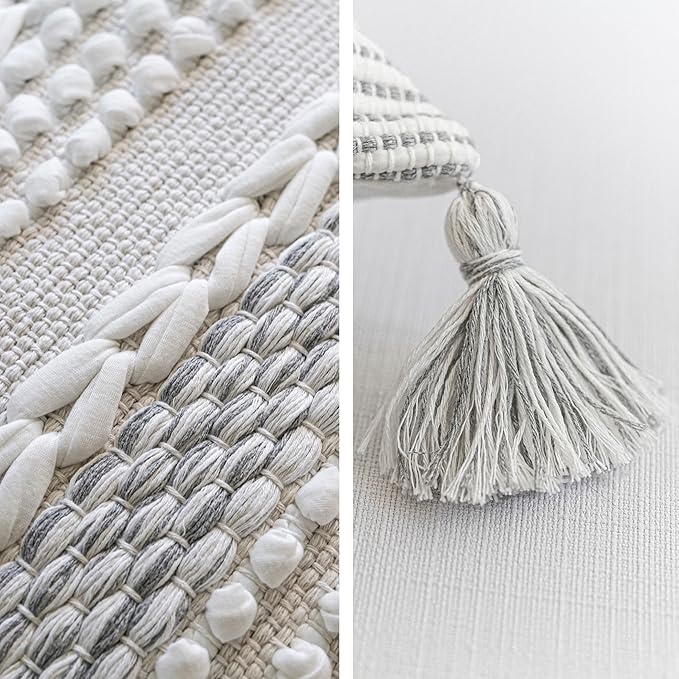 Gray Decorative Throw Pillow Cover 20X20, Boho Accent Pillow for Couch, Square Modern Farmhouse Pillowcase for Living Room Couch Sofa Cushion Home Décor (Pack of 1)