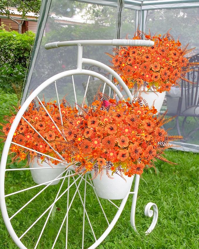 40 Pcs Fake Fall Flowers Artificial Fall Plants Outdoor Faux Fall Flower Decorations for Home Kitchen Bathroom Porch Patio Classroom Office Window Box Thanksgiving Harvest