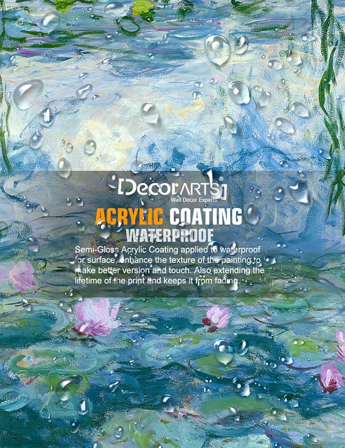 DECORARTS - Water Lilies 1916-1919, Claude Monet Art Reproduction. Giclee Canvas Prints Wall Art for Home Decor 24x20