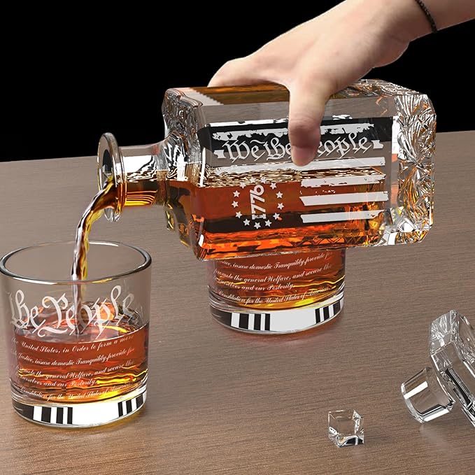 FURSARCAR Retired Gifts for Men Dad, Whiskey Decanter Set with 2 Glasses, Cool Fathers Birthday Present from Daughter Son, Christmas Retirement Gift Liquor Decanter Sets for Man