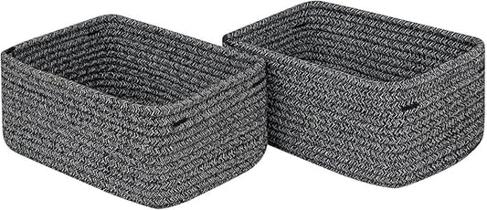 CubesLand Mixed Black Baskets Bins for Organizing,Small Woven Storage Baskets for Shelves,Cute Closet Cube Bins Set 2,Baby Nursery Cube Organizer Toys Basket Bin,Home Decor Organization Bins