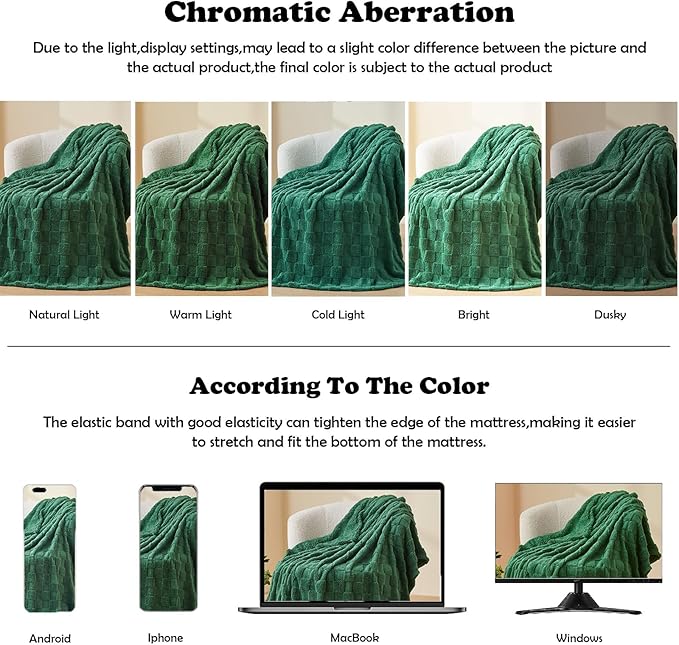 NEWCOSPLAY Super Soft Throw Blanket Dark Green Premium Silky Flannel Fleece 3D Checkered Lightweight Bed Blanket All Season Use (Dark Green Checkered, Throw(50"x70"))
