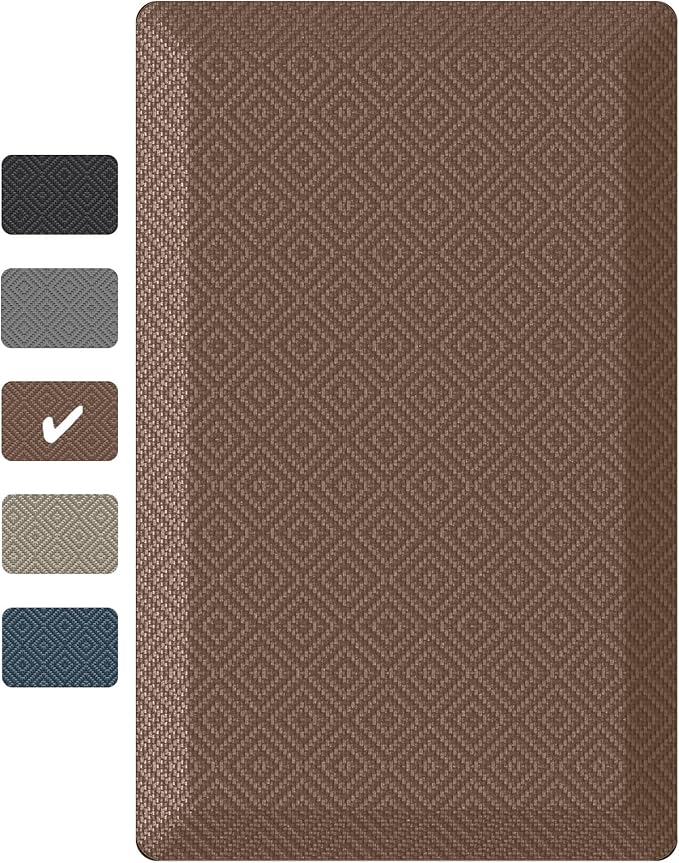 Ophanie Kitchen Mats for Floor, 9/10 Inch Thick Kitchen Rugs, 20x32 Anti Fatigue Standing Cushioned Mat, Waterproof,Comfort Ergonomic Mat for Office, Home, Sink, Brown Non-Slip Bottom