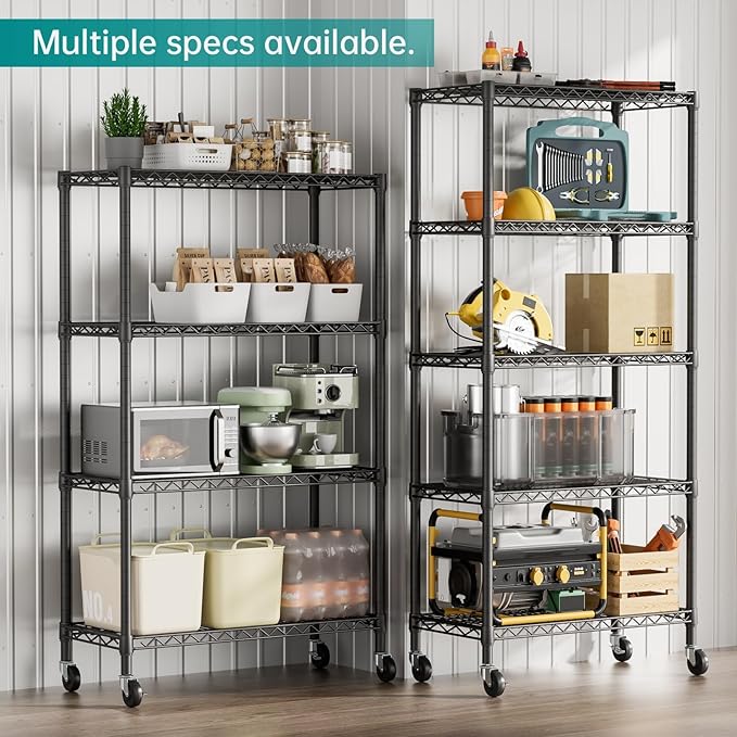 SINGAYE Garage Heavy Duty Shelving Unit Kitchen Pantry Close Home Organizers and Storage Bathroom Shelf Laundry Room Organization Industrial Book Metal Wire Adjustable Shelves
