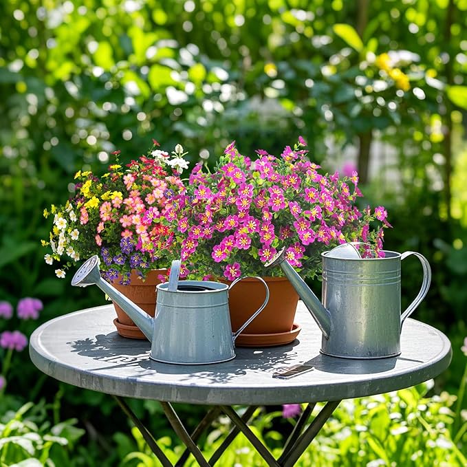 Outdoor Artificial Flowers UV Resistant & Fade Proof, 12 Pack Realistic Fake Flowers for Garden, Patio, Lawn Decor - Weatherproof Plastic Plants (Magenta)