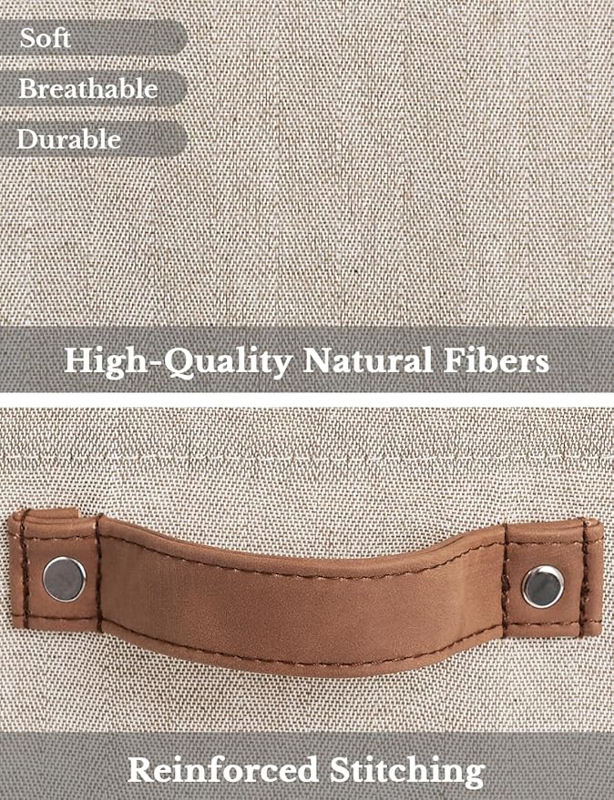 StorageWorks 13x13 Inches Storage Cube, Fabric Storage Bins with PU Handles, Collapsible Organizer Baskets for Closet, Brown and Beige, 4-Pack