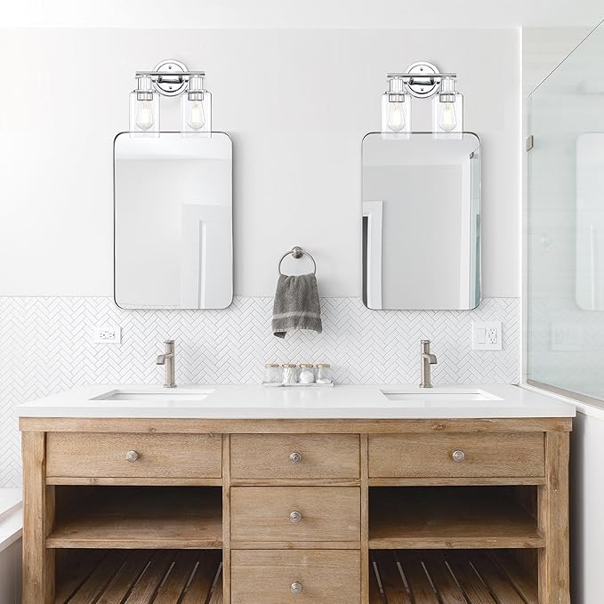 2-Light Chrome Bathroom Vanity Light Fixture Over Mirror,Chrome Vanity Lights for Bathrooms,2 Bulb Bathroom Wall Light Over Sink