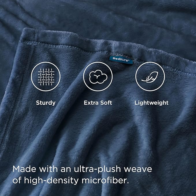 Bedsure GentleSoft Fleece Blankets Queen Size Mineral Blue - Bed Blanket Soft Lightweight Plush Fuzzy Cozy Luxury Microfiber, 90x90 inches