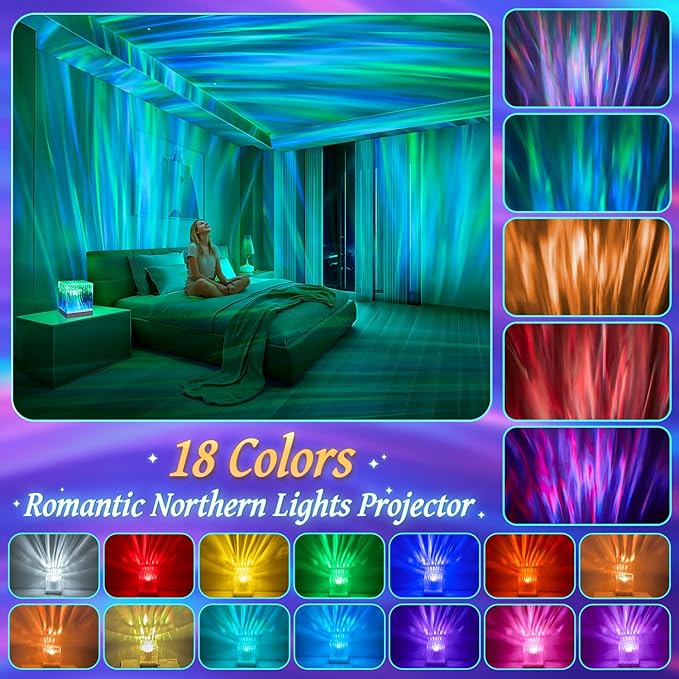 Mini Projector Shower Lamp White Noise Sound Machine for Sleep Adults, Bluetooth+15 White Noise Machine Baby Sound Machine Baby, 18 Colors Shower Light Party Lights Indoor,Remote Disco Warm Light Lamp