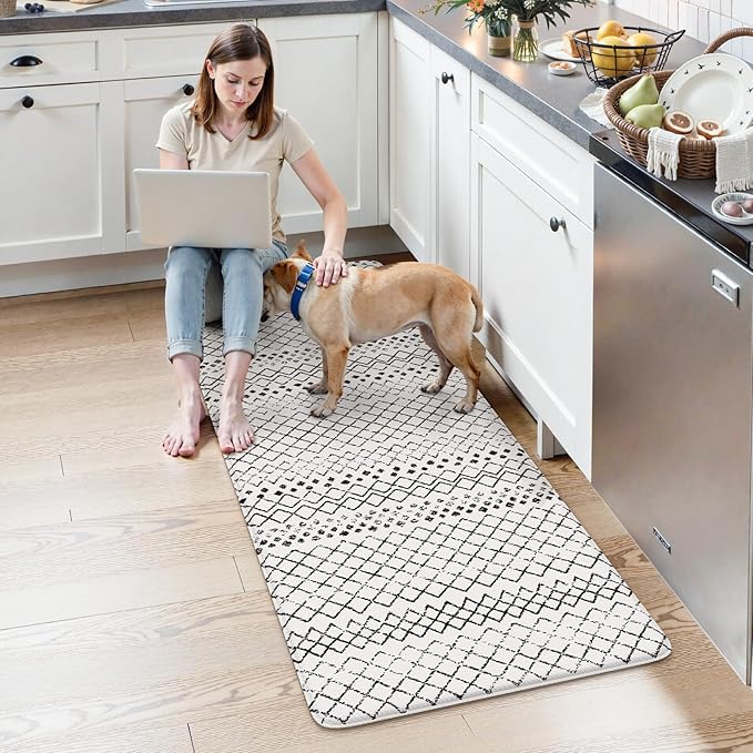 KIMODE Kitchen Mats for Floor Anti Fatigue, Geometric Kitchen Runner Rugs Non Slip, Padded Kitchen Floor Mats, Memory Foam Kitchen Mats Cushioned, Standing Desk Mat for Laundry Office Sink 24"x59"
