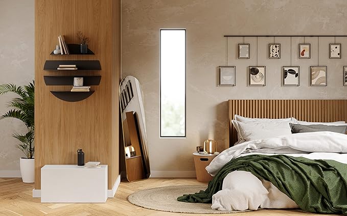 Umbra Exhibit Wall Frame with Metal Rod for Hanging-Rimless Design-Suitable for Living Room, Bathroom, Bedroom, Entryway and More, Black