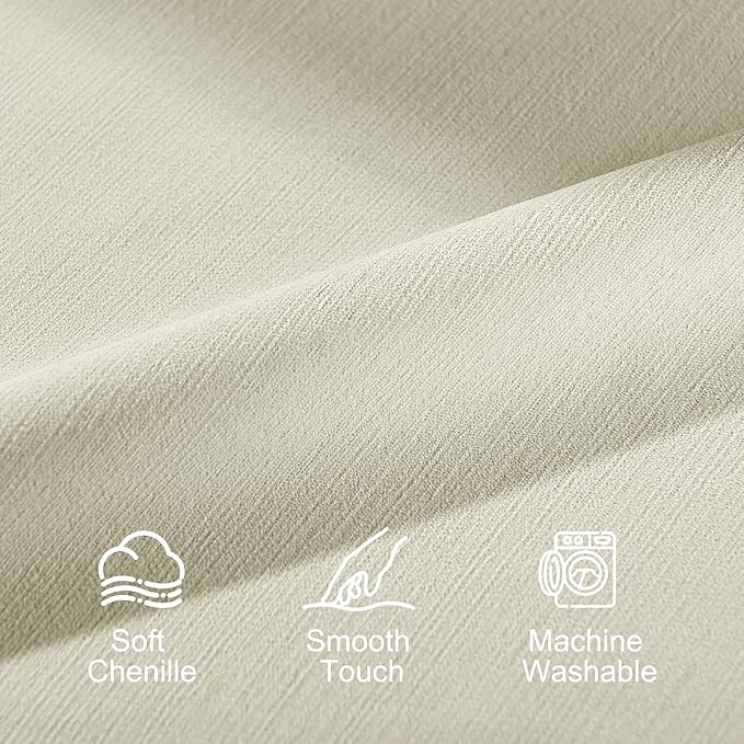 StangH Beige Blackout Curtains Back Tab Velvet Chenille Curtains Heavy Thick Thermal Insulated Privacy Window Drapes for Nursery Bedroom/Living Room Dividers, W52 x L84, 2 Panels