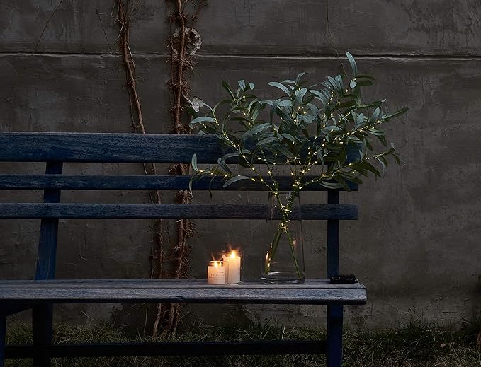 LITBLOOM Lighted Olive Branches 24IN 72 LED with Timer Battery Operated Lit Artificial Greenery for Wedding Party Spring Home Decoration Indoor Outdoor