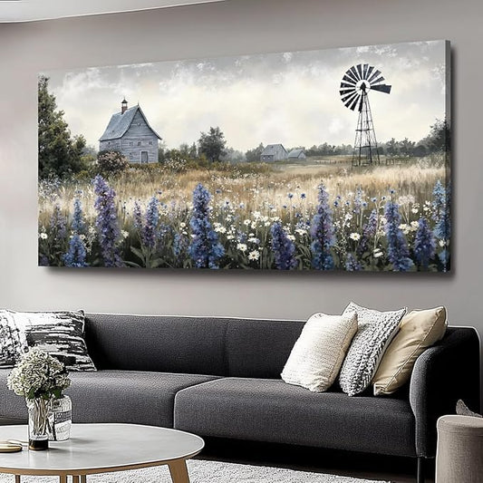Sea of Flowers Canvas Wall Art - Modern Landscape Paintings for Living Room, Bedroom Wall Decor, Framed Wall Art for Home or Office Decoration, Large Wall Art 60x120cm(24x48in)