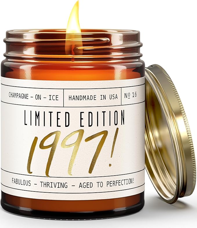 27th Birthday Gifts for Women - 'Limited Edition 1997' Soy Candle, w/Champagne on Ice I 27 Birthday Gifts for Women I 27th Birthday Gift for Her Ideas I 9oz Reusable Jar, 50Hr Burn, Made in USA