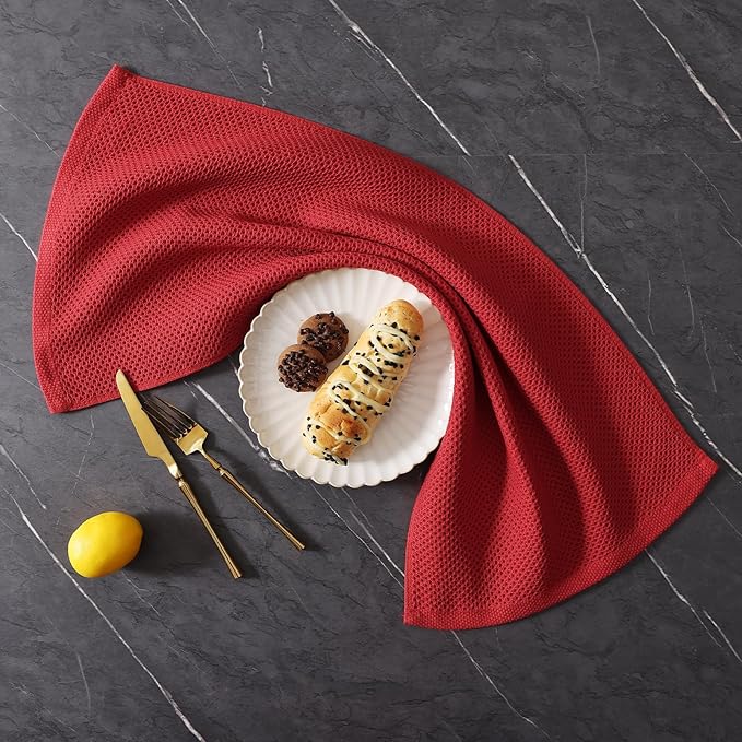 Homaxy 100% Cotton Kitchen Towels and Dishcloths Set, 12 x 12 Inches and 13 x 28 Inches, Set of 10 Bulk Kitchen Towels Set, Ultra Soft Absorbent Dish Cloths for Washing Dishes, Mixed Color