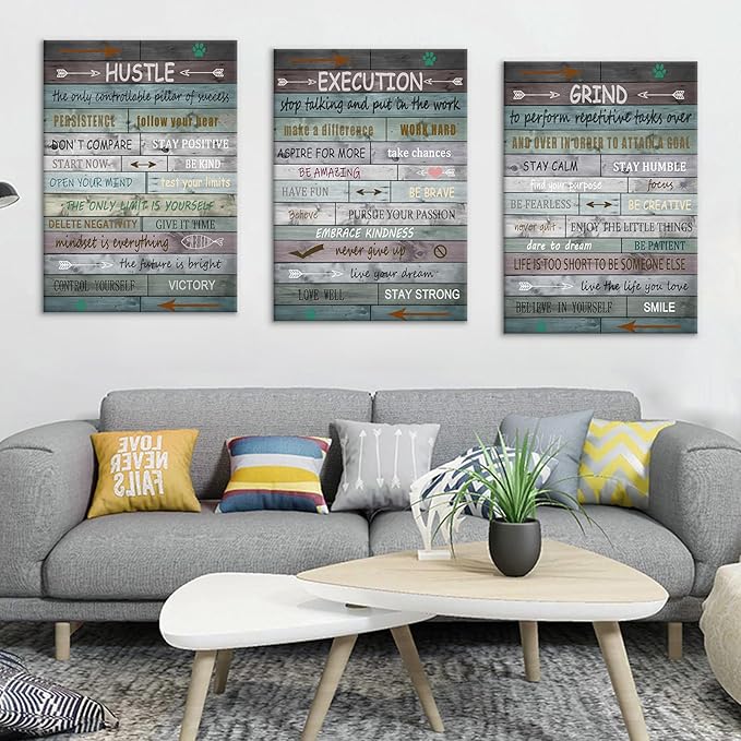 Inspirational Canvas Wall Art Poster Print Home Decor Motivational Entrepreneur Quotes Picture Painting Positive Theme Wall Artwork for Living Room Gym Office School Stretched and Framed [60''Wx28''H]