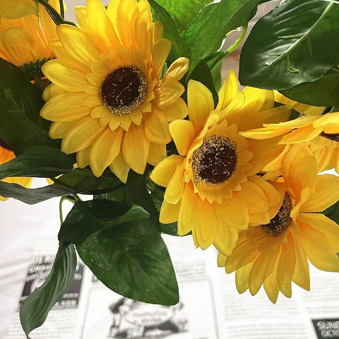 UKELER 4 Pcs Yellow Sunflower Garland Home Decorative Artificial Sunflower Vines Fake Greenery Hanging Plant Artificial Flowers for Wedding Thanksgiving Party Garden Wall Craft Art Décor