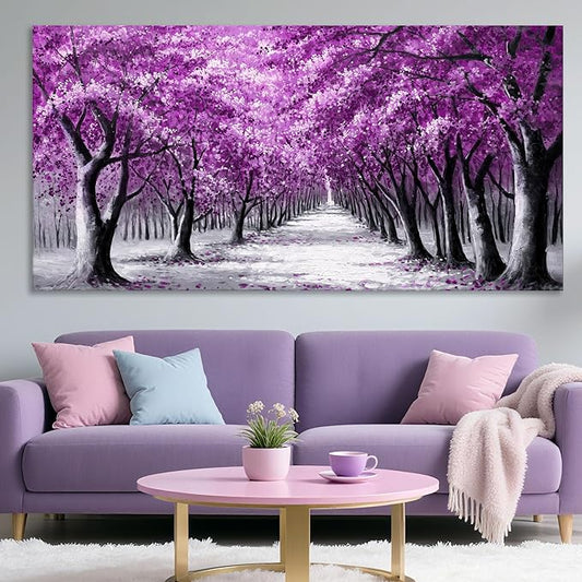 YCPRIMER Purple Wall Art for Living Room Forest Pictures for Bedroom Wall Decor Landscape Large Prints for Wall Decor Nature Canvas Painting Artwork for Walls Contemporary Home Decoration 20×40IN