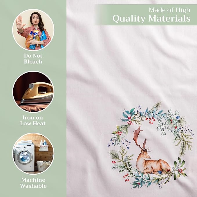 Maison d' Hermine Cloth Napkins Set of 4 100% Cotton Everyday Reusable Square Napkins Cloth Washable, Dinner, Party, Wedding, Restaurant (Holly Time, 20" x 20")