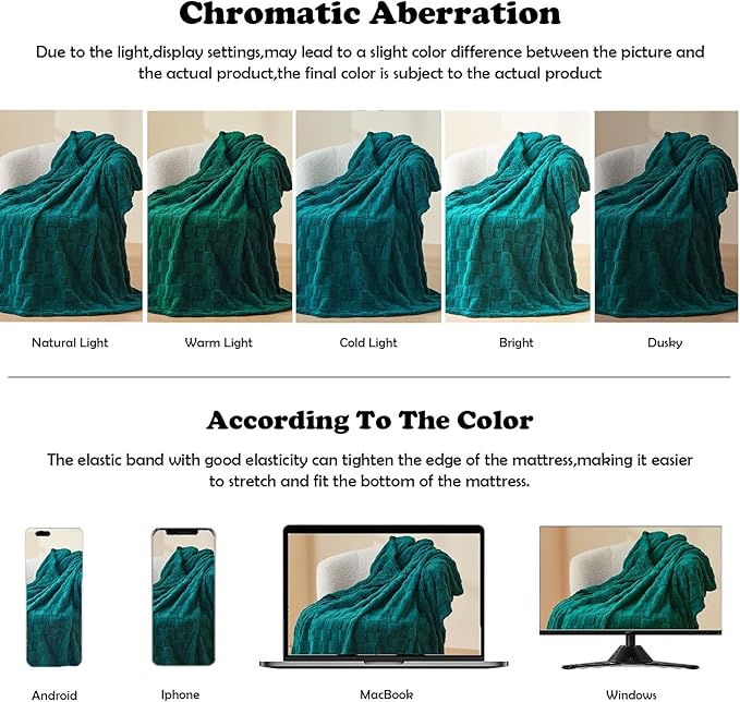 NEWCOSPLAY Super Soft King Blanket Dark Teal Premium Silky Flannel Fleece 3D Checkered Lightweight Bed Blanket All Season Use (Dark Teal Checkered, King(90"x110"))