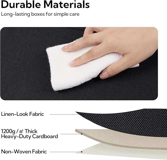 GRANNY SAYS Storage Baskets for Shelves, Fabric Storage Bins for Clothes, Closet Organization Bins, Collapsible Storage Bins with Handles, Decorative Storage Box, Black, Extra Large, 3-Pack