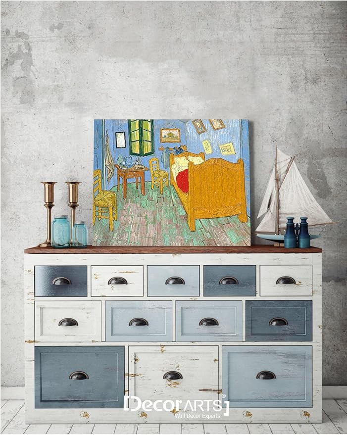 DECORARTS - Bedroom in Arles (Third version), Vincent Van Gogh Art Reproduction. Giclee Canvas Prints Wall Art for Home Decor 20x16