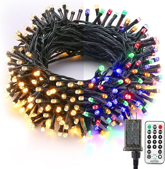 Brizled Christmas String Lights, 33ft 100 LED Color Changing Christmas Lights with Remote, 11 Modes Warm White & Multicolor Xmas Tree Light Connectable Decorative Light String for Xmas Tree Home Party